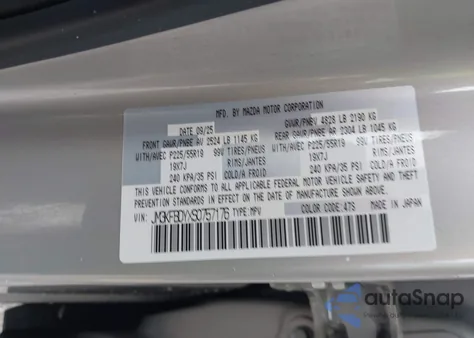 2025 Mazda Cx-5 2.5 Turbo Premium z USA, uszkodzony, nr VIN JM3KFBDYXS0757176